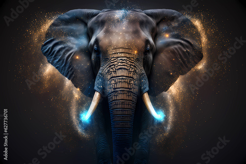 Elephant made of particles emitting light