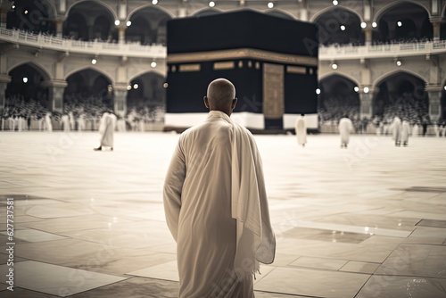 Man Performing Hajj in front Kaabah