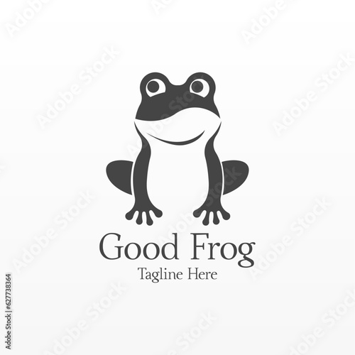 Frog logo design concept. Simple frog silhouette logo template. Animal logo template