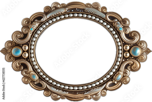 antique oval gold frame isolated on transparent background