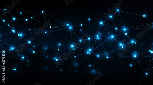 Azure Technological Network Abstract Blue Lines and Uniform Dots on Black Background