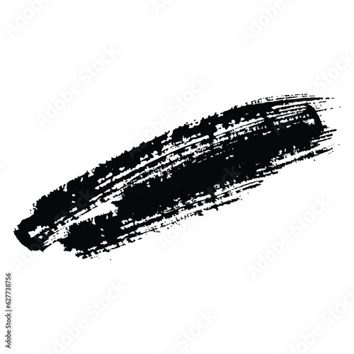 Brush stroke  grunge design element with distress texture. Black rectangular ink brush stroke. Vector illustration isolated on white background