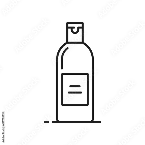 Lotion bottle icon, shampoo or cosmetic cream container for face skin care, line vector. Body lotion or shower gel and shampoo bottle package, hand and face skincare cleanser or moisturizer