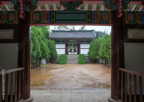 Kwangbok temple entrance, Pyongan Province, Pyongyang, North Korea photo