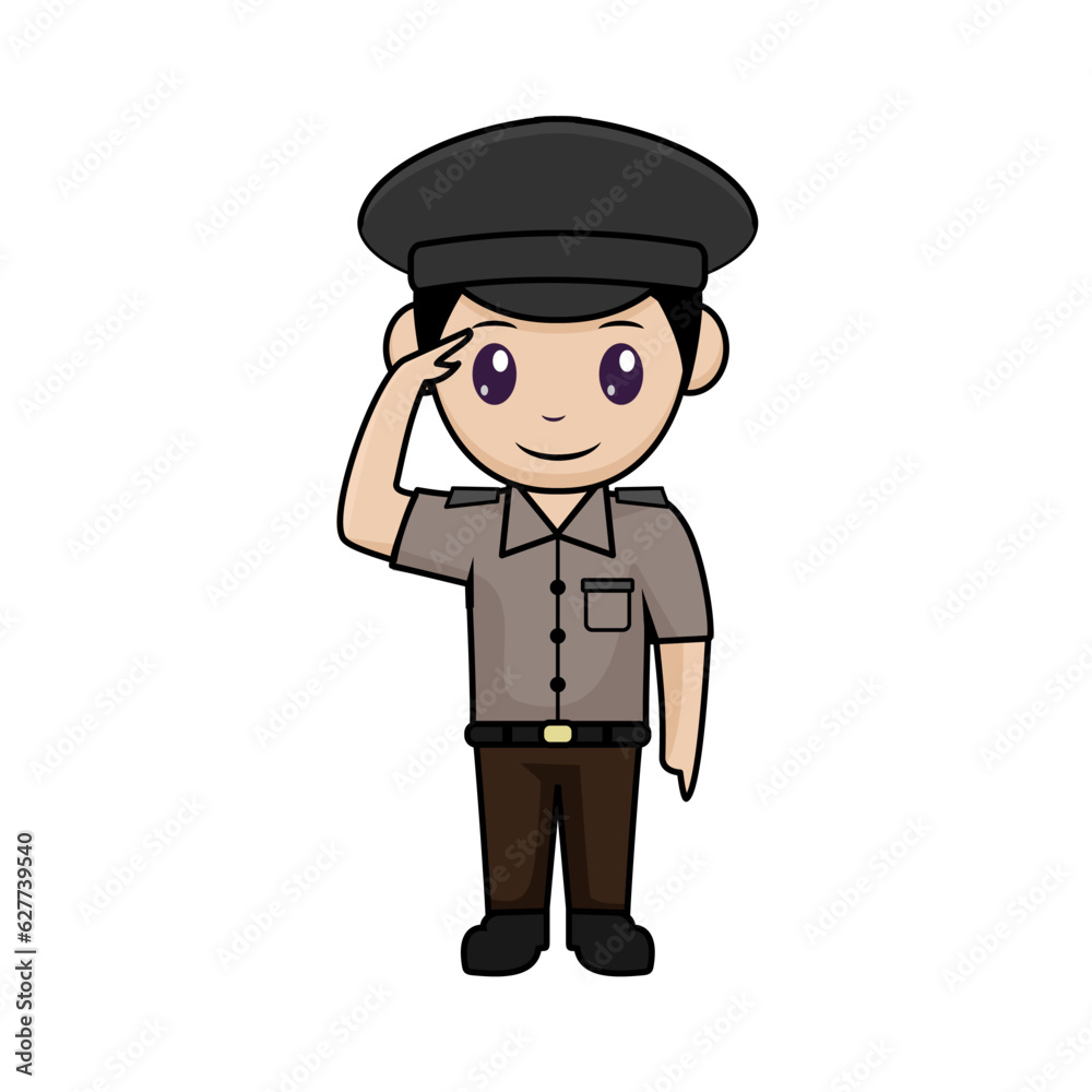 Vector male policeman with respectful pose
