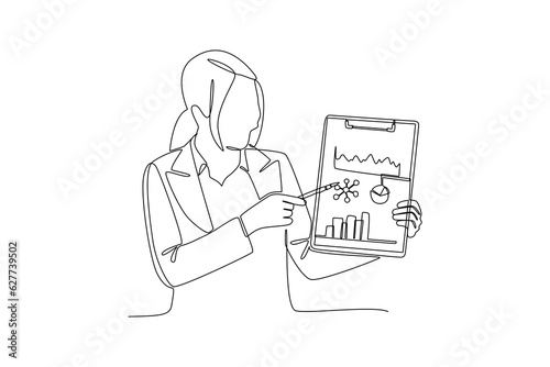 Continuous one line drawing business concepts of analytics, planning, marketing research, work communication, goal settings. Single line draw design vector graphic illustration.