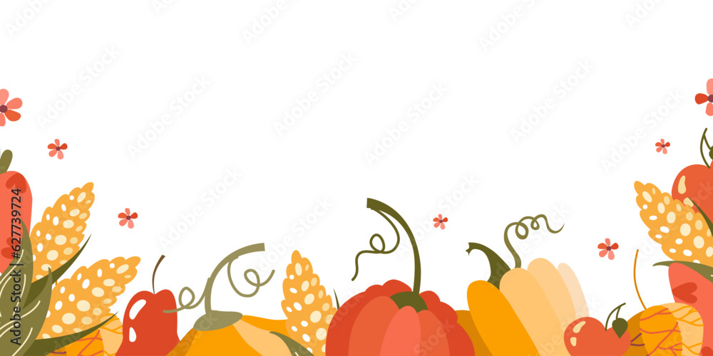 Harvest background banner flat. Vector Illustration for prints on t