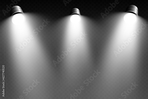 Realistic spotlights for lighting.Equipment for illumination.	
