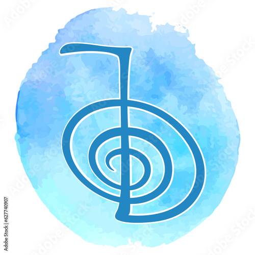 Reiki sacred symbol Cho Ku Rei. Spiritual healing energy. Alternative medicine
