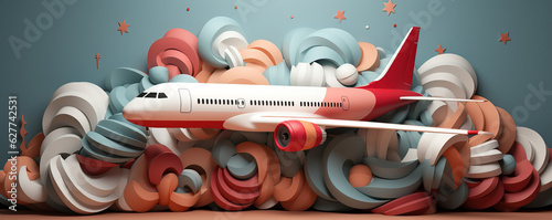 Airplane in colorful backgr...