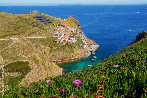 Berlenga island port. Small village with solar power. Porugal. High quality photo