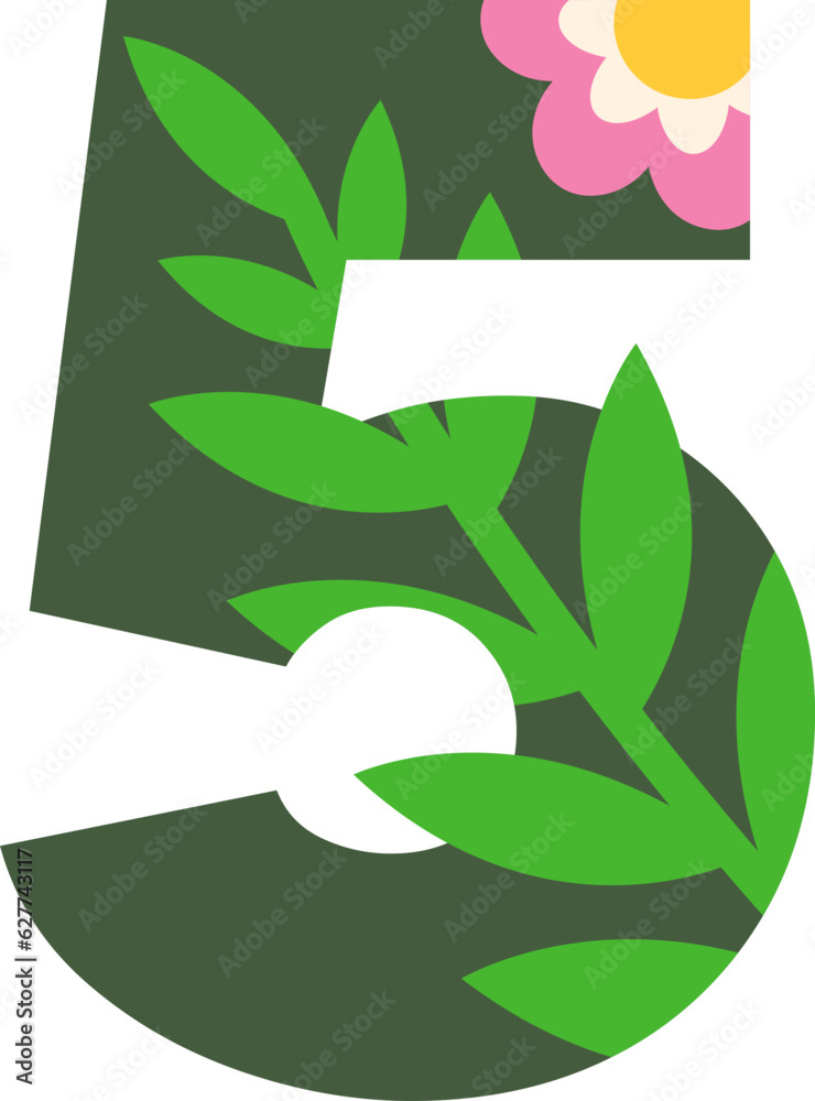 Fototapeta premium Cute Tropical Alphabet 5 Illustration