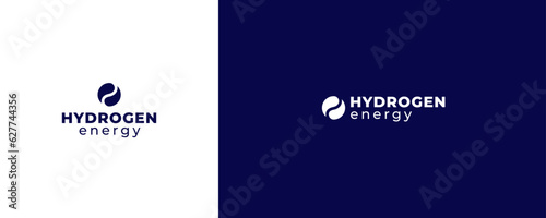 Hydrogen H2 logo concept. Renewable eco energy. Production of green hydrogen energy. Renewable electricity source. Icon and sign. Vector Illustration eps10.