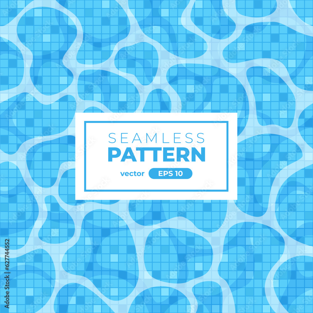 Seamless water pattern. Summer swimming pool vector. Top view. Summer background. Banner or poster. Sale template. Simple cartoon design. Realistic water. 3d. Illustration eps10.