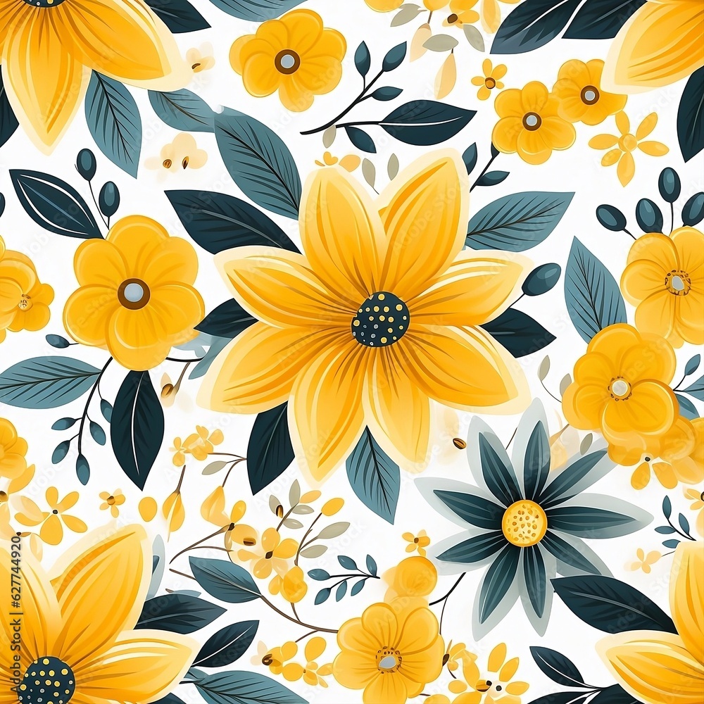 seamless pattern with flowers, generative AI seamless pattern with flowers, generative AI