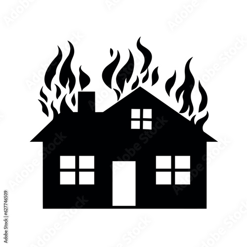 House fire icon, vector isolated illustration on white background.