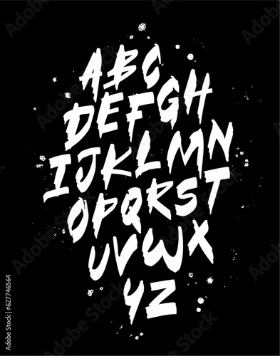 English Alphabet is a fashionable modern brush font. Capital letters drawn by hand with a brush. Lettering. Latin alphabet.