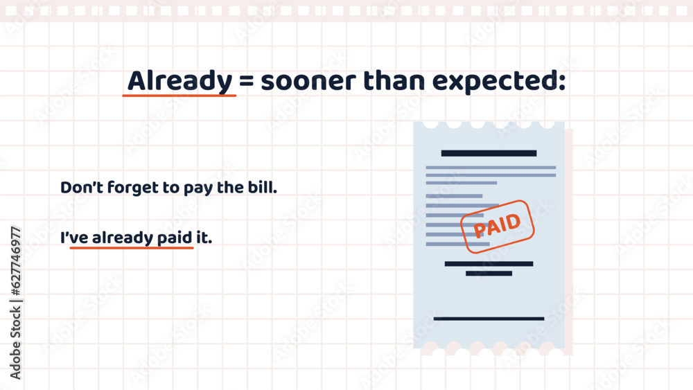 Basic English Grammar. Educational banner with the word indicator for