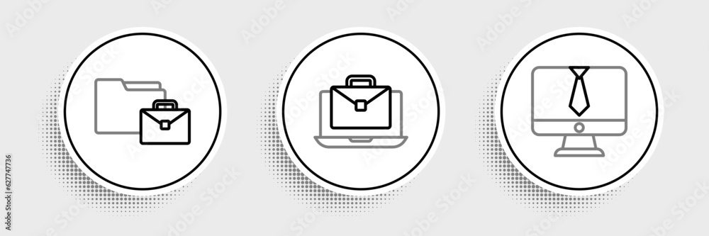 Set line Video chat conference, Online working and icon. Vector Set line Video chat conference, Online working and icon. Vector