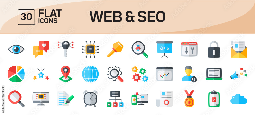 Web and Seo Flat Icons Pack Vol 2