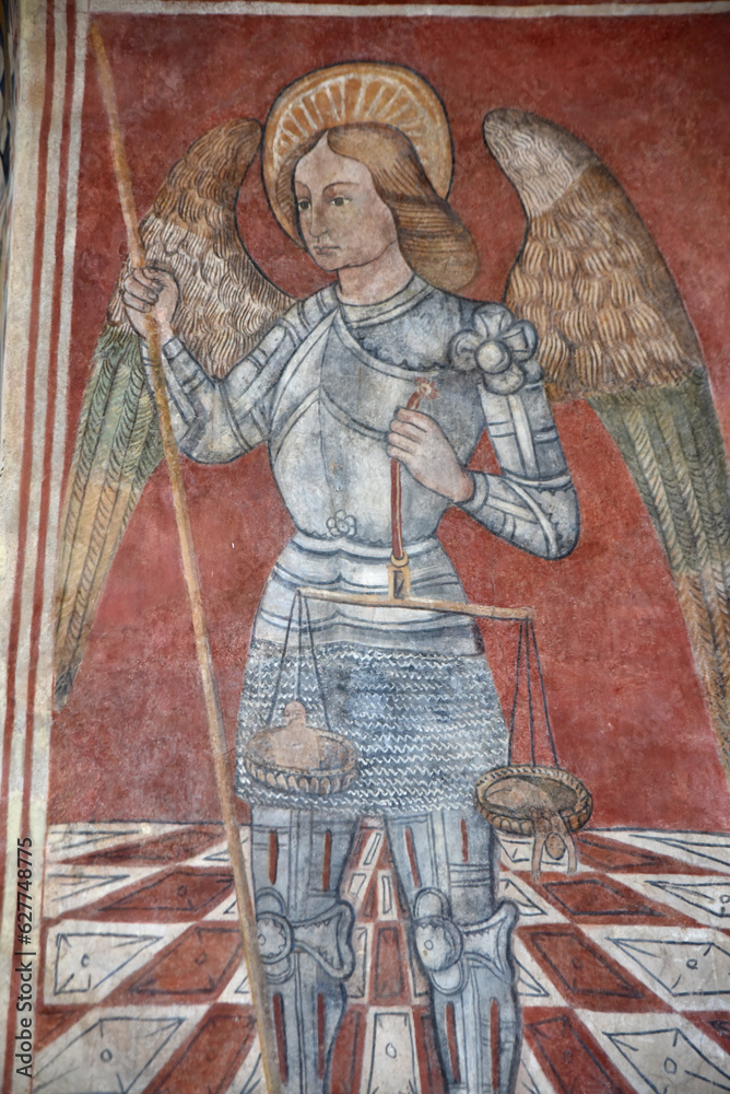 Fresque de Saint Michel à l'église San Tommaso de Pastoreccia. Corse