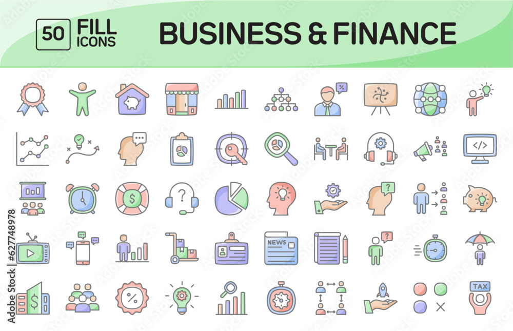 Business and Finance Awesome Color Outline Icons Pack Vol 2 Business and Finance Awesome Color Outline Icons Pack Vol 2