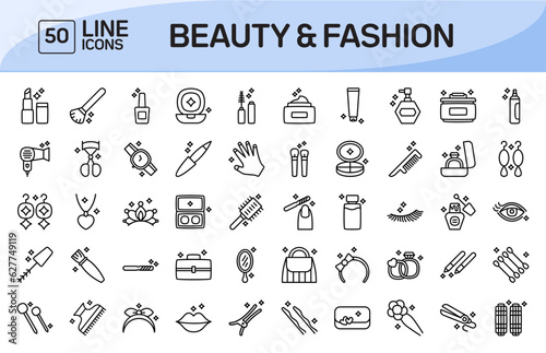 Beauty and Fashion Line Icons Pack Vol 2