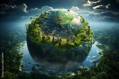 Fototapeta Naklejka Na Ścianę i Meble -  round green earth,enviromental protection concept