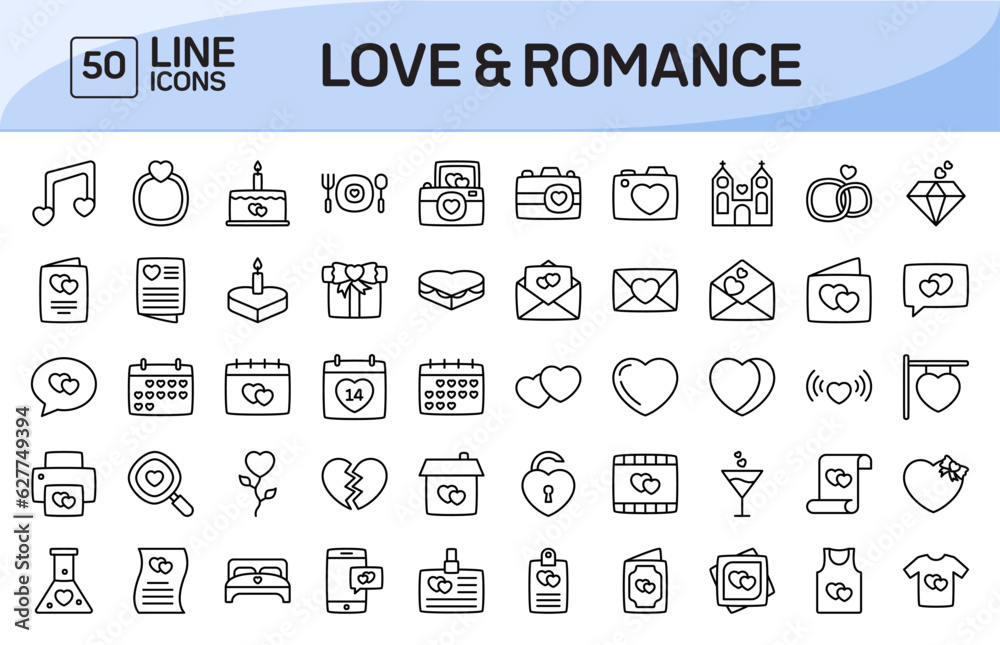 Love and Romance Line Icons Pack Vol 2