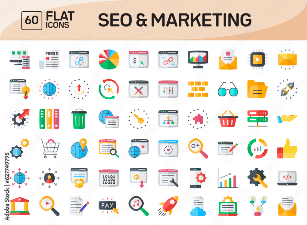 Seo and Marketing Flat Icons Pack Vol 2