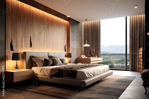 Contemporary bedroom with natural light, minimalist decor and stylish comfort