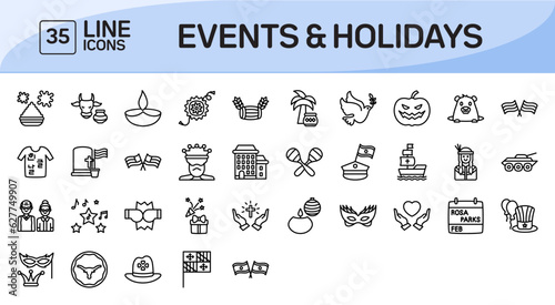 Events and Holidays Line Icons Pack Vol 1