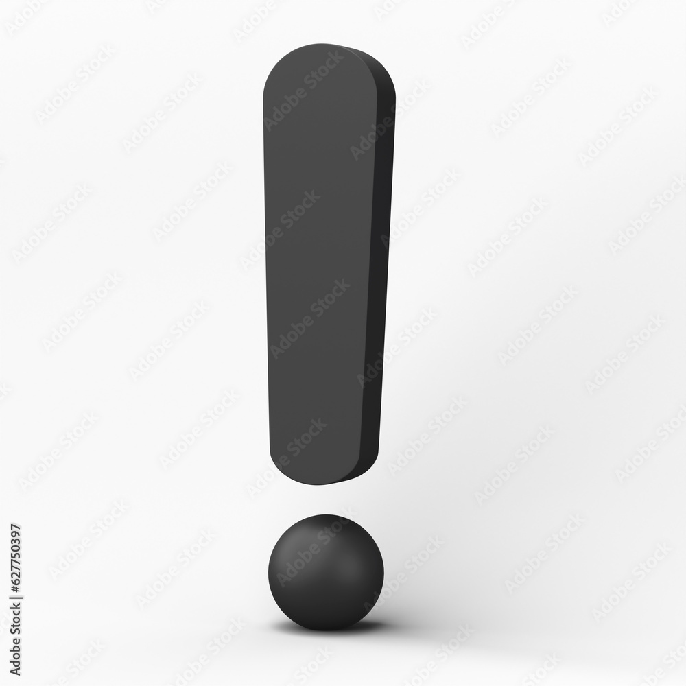 3D Exclamation mark symbol, caution sign icon isolated on transparent background png file.
