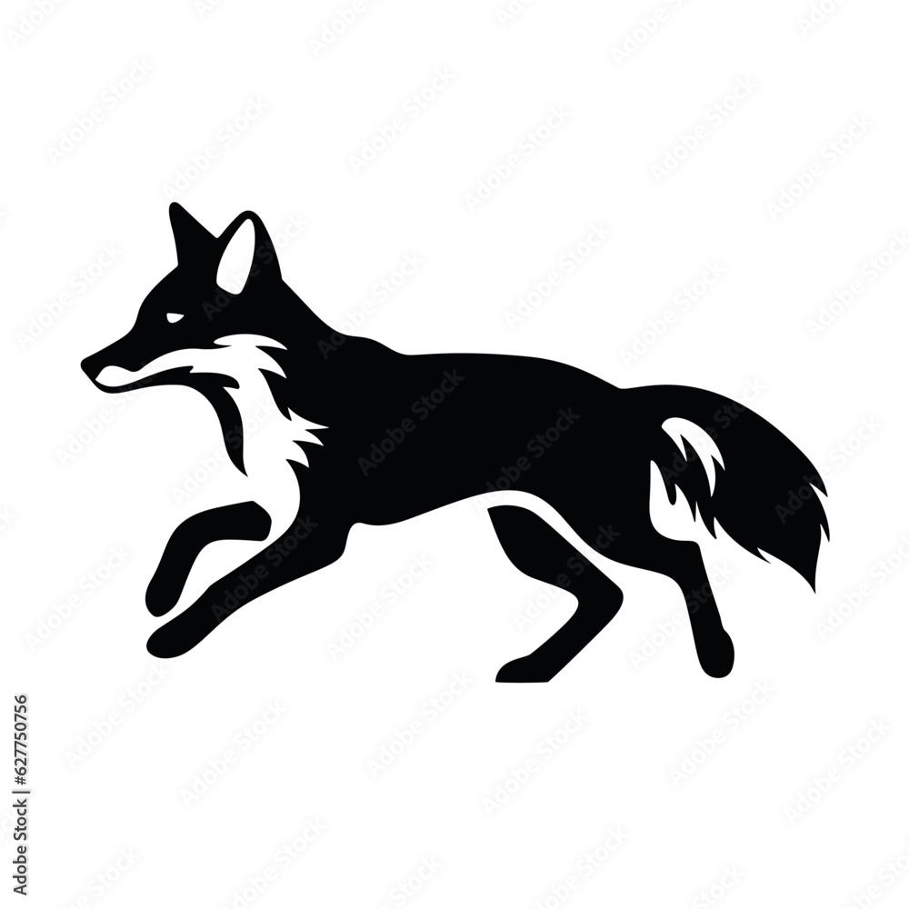 Vector black silhouette of fox jumping isolated on white background Vector black silhouette of fox jumping isolated on white background