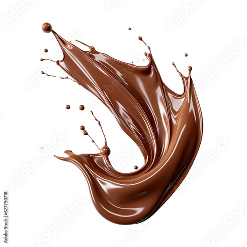 Chocolate Splashes, Splashes, Drops, Liquid Chocolate, isolated, seperated, PNG, transparent background, Ai generated