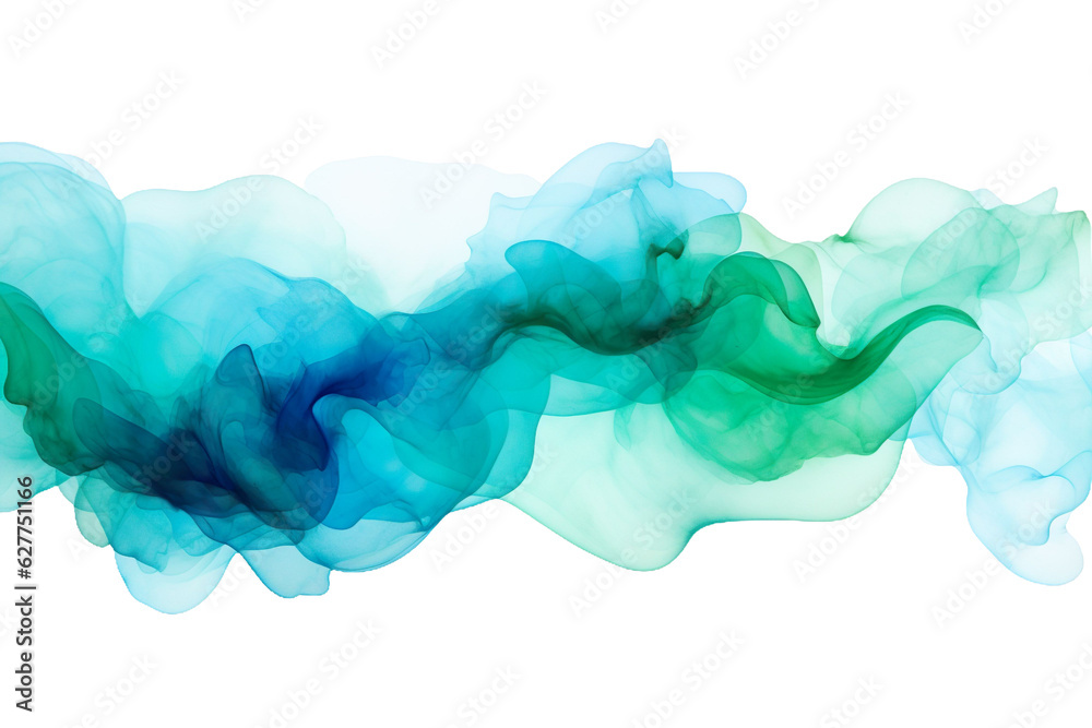 Watercolor background, Abstract wave background, turquoise, blue, yellow Vector Illustration. Transparent Background, PNG, AI generated