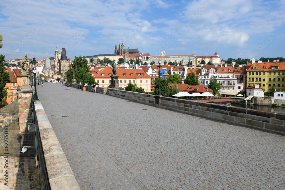 People walking on Charles bridge at Prague on Czech republic