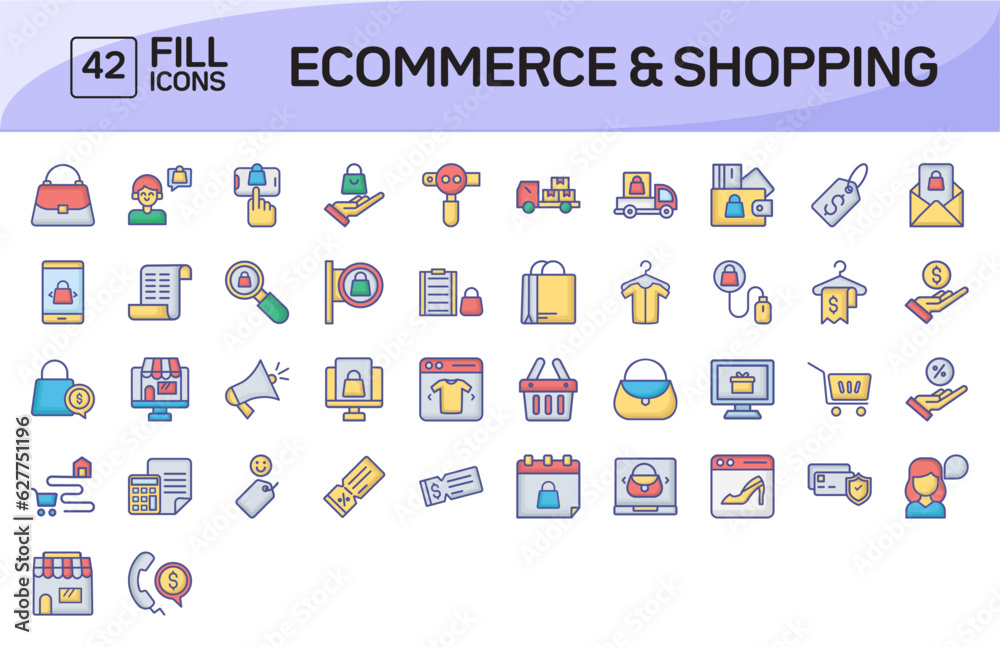 Ecommerce and Shopping Color Outline Icons Pack Vol 2
