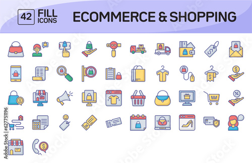 Ecommerce and Shopping Color Outline Icons Pack Vol 2