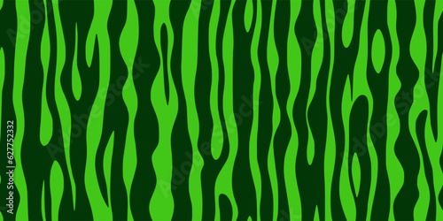 Summer juicy green seamless pattern of watermelon skin. Striped texture of water melon rind. Endless vector illustration. Cheerful bright ripe print