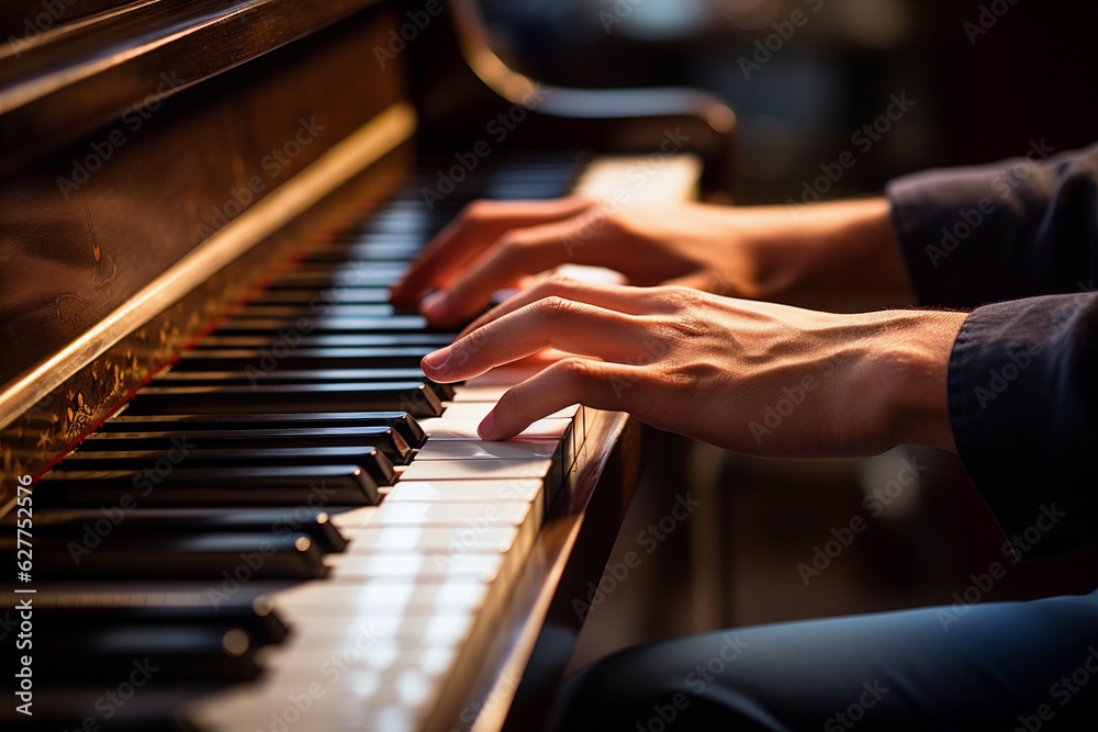 hands playing piano, generative ai