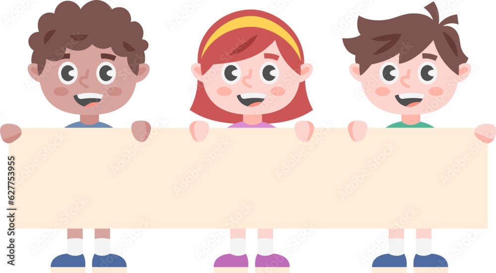 Cute Kids Holding Banner Illustration Cute Kids Holding Banner Illustration