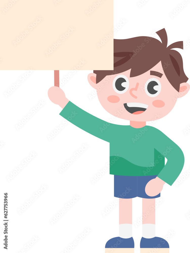 Cute Kids Holding Banner Illustration