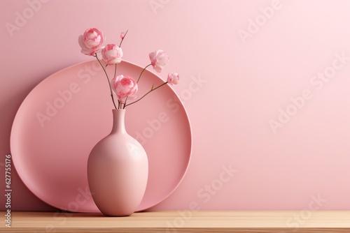 Pink vase with flowers