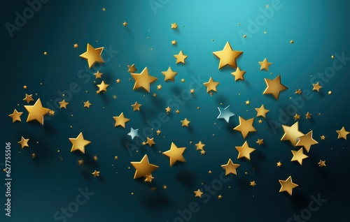 Blue background with golden stars © olegganko