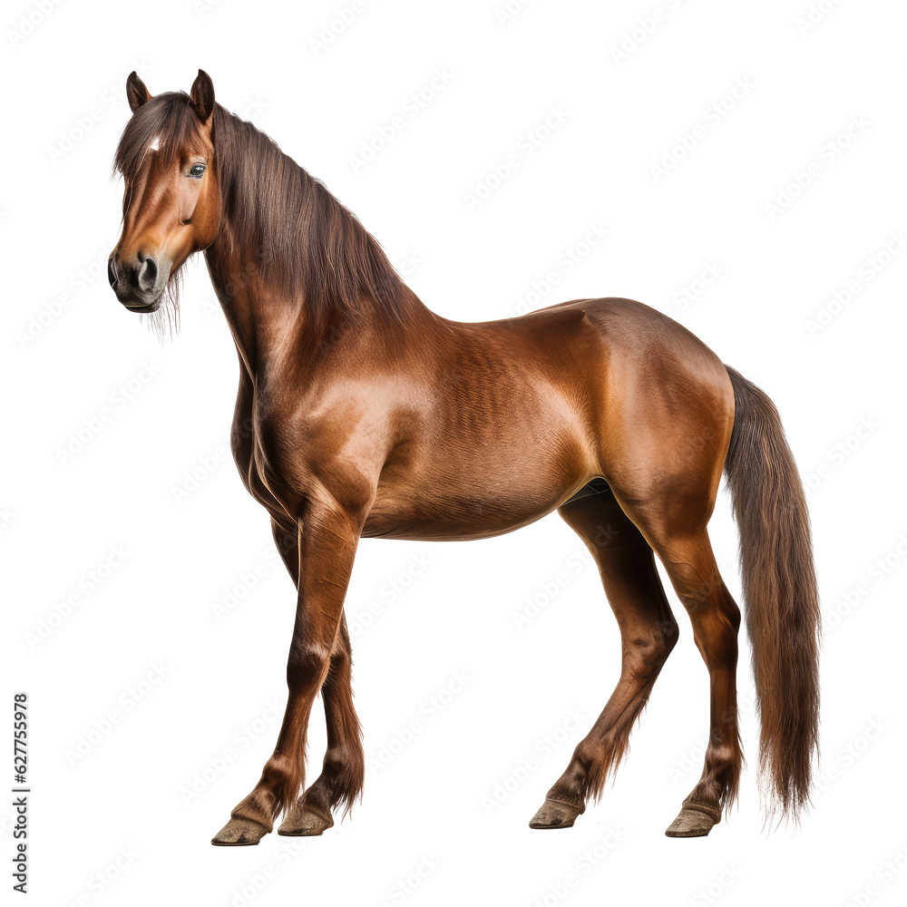 brown horse isolated on white