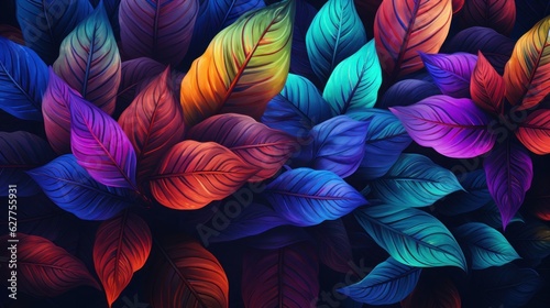 Vivid fluorescent leaves background