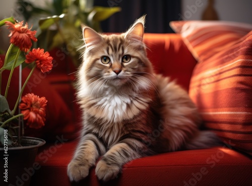Cat sitting on a sofa