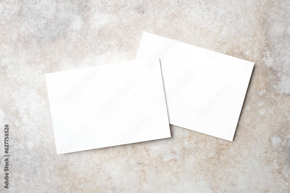 Wedding invitation card mockup with front and back sides, stylish beige background Wedding invitation card mockup with front and back sides, stylish beige background