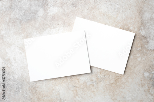 Wedding invitation card mockup with front and back sides, stylish beige background